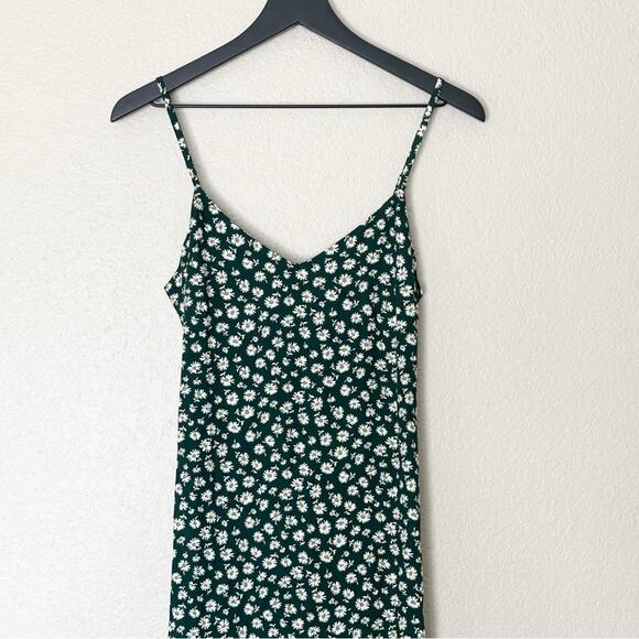 Reformation Dress Midi Crimini Green Floral Side Slit Adjustable Straps Size 0 - Picture 3 of 10